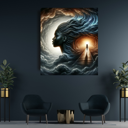 Journeying through darkness towards light - Canvas Print 48"x32"